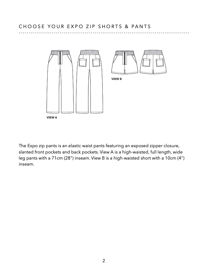 Expo Zip Shorts & Pants PDF Sewing Pattern