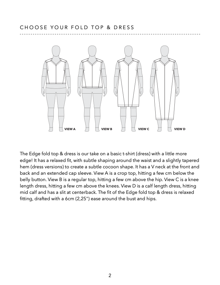 Edge Fold Top & Dress PDF Sewing Pattern