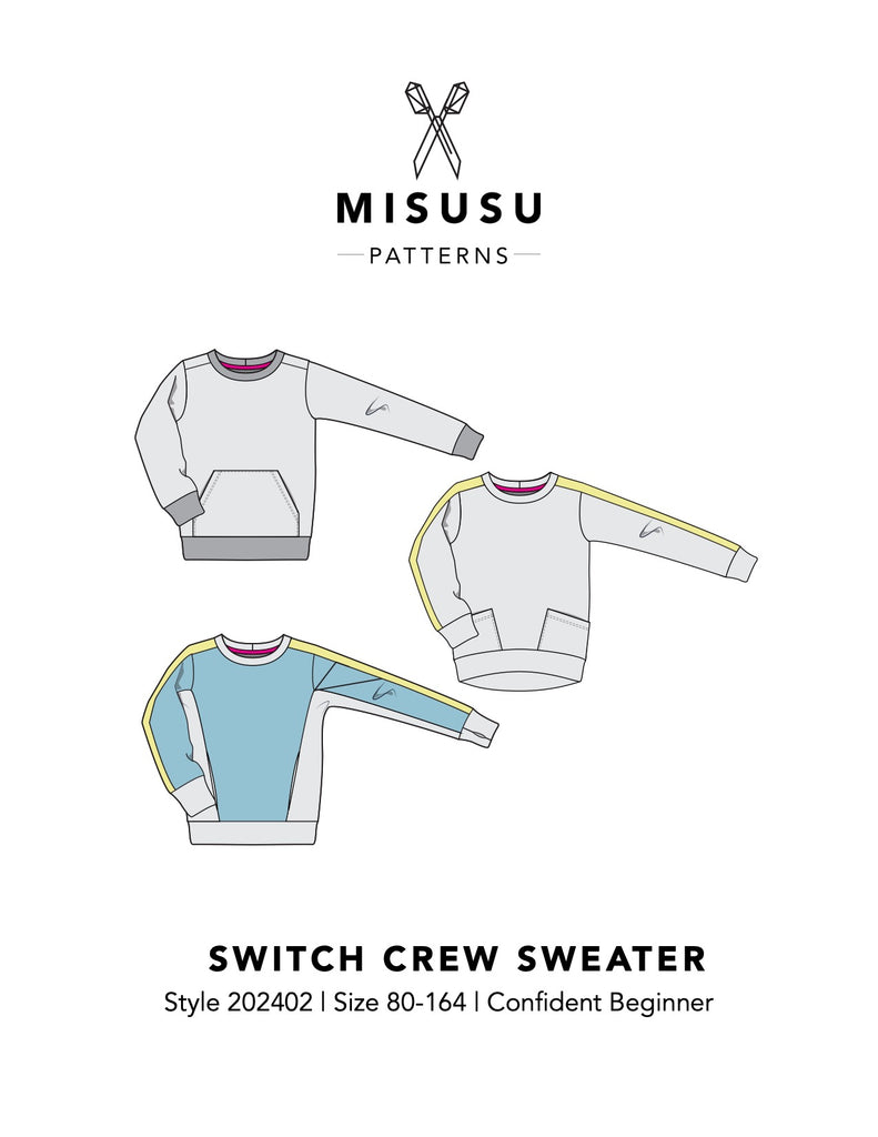 BUNDLE - Switch Crew Sweater & Shuffle Add On PDF Sewing Pattern Bundle